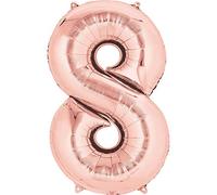 Pallone foil Supershape 34"" - 86 cm Numero 8 Rose Gold
