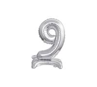 Pallone in alluminio - Amscan - Numero 9 - 38 cm - Argento - Decorazione per feste