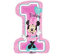 Pallone in foil MYLAR 1° COMPLEANNO MINNIE TOPOLINA - addobbo decorazione feste,
