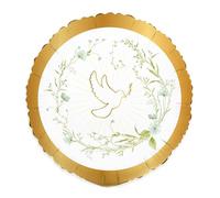Pallone stampa colomba con fiorellini - Prima Comunione Confirmation - Bianco, Oro e verde con stampa colomba - PALLONCINO in foil Mylar - 45CM - gonfiabile ad aria o elio - FORNITO SGONFIO