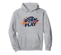 Palloni da Calcio per Ragazzi: Regalo per Appassionati di Sport Born to Play Felpa con Cappuccio, Unisex per Adulti, Grigio Melange, L
