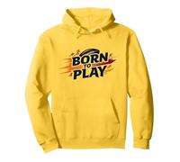 Palloni da Calcio per Ragazzi: Regalo per Appassionati di Sport Born to Play Felpa con Cappuccio, Unisex per Adulti, Limone, M