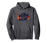Palloni da Calcio per Ragazzi: Regalo per Appassionati di Sport Born to Play Felpa con Cappuccio, Unisex per Adulti, Grigio Scuro, L