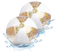 Palloni da Spiaggia Gonfiabili, 2 PCS Paillettes Palloni Gonfiabili, Palla Gonfiabile Bambini, Palla da Spiaggia, Pallone Gonfiabile Spiaggia, per Feste Estive in Spiaggia e in Piscina (Bianco)