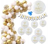 PALLONI PRIMA COMUNIONE GIRLANDA COMUNIONE BIANCO ORO SET XXL