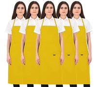 PALLTEX Borago Grembiule Cucina Donna Grembuile Cucina Uomo per Cucinare, Fai da te, Pittura, Cottura a norma EN ISO 13688, Giallo-5 pezzi