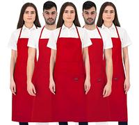 PALLTEX Borago Grembiule Cucina Donna Grembuile Cucina Uomo per Cucinare, Fai da te, Pittura, Cottura a norma EN ISO 13688, rosso 5 pezzi