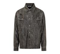 Palm Angels - Curved Logo Coated Overshirt - - Jackets - Uomo - Grigio - M