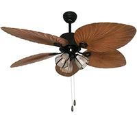 Palm Island Bali Breeze Ventilatore da soffitto con Luce Moderna Tropicale Ventilatore da soffitto per Interni/Esterni con Lampada Cinque Pale di Foglie di Palma con Telecomando/Controllo a Catena