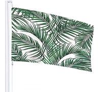 Palm Leaf Flag 3x5 FT Palm Tree Tropical Banana Leaves Painting Outdoor Flags Large Welcome Yard Banners Home Garden Yard Lawn Decor Green White