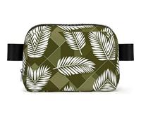 Palm Leaf - Marsupio impermeabile per uomo e donna, regolabile, da viaggio, leggero, a tracolla, per corsa, palestra