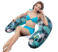Palm Leaf Pool Float - Inflatable Pool Chair With Cup Holder | Large Single Layer Float Sofa | Water Lounger for Swimming, Beach Party, Holiday, Poolside Relaxation