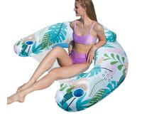 Palm Leaf Pool Float - Inflatable Pool Chair with Cup Holder | Large Single Layer Float Sofa, Water Lounger for Swimming, Beach Party, Holiday, Poolside Relaxation