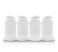 Palm Safe 4 barattoli per spezie ed erbe aromatiche da 500 ml, in plastica trasparente, con coperchio, grandi contenitori per alimenti, coperchi ermetici, apertura a bocca larga