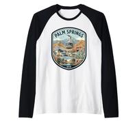 Palm Springs California Deserto Viaggio Retro Maglia con Maniche Raglan
