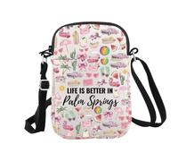Palm Springs Regali per le donne Palm Springs Party Gift Life is Better in Palm Springs Travel Gift Makeup Bag, A Palm Springs Cr Eu, Borsa cosmetica con stampa