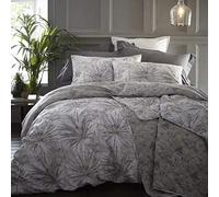 Palm Springs Set Copripiumino e Federa, in Percalle di Cotone, Grigio, Matrimoniale