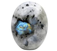Palm Stone - Hot Massage Worry Stone for Natural Body Chakra Balancing, Reiki Healing and Crystal Grid (Rainbow Moonstone (Large))