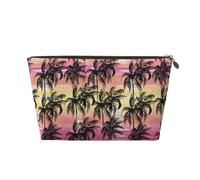 Palm tree_AA Trousse per trucchi, trousse da viaggio per articoli da toeletta da donna, borsa per il trucco in pelle, organizer per trucchi, carino, Oro, Taglia unica