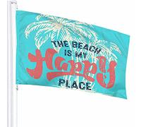 Palm Tree Flag Decor 3x5 Ft Beach is My Happy Place Summer Exotic Tropical Sea Shore Modello stampato in poliestere Decorazioni per esterni per case e giardini