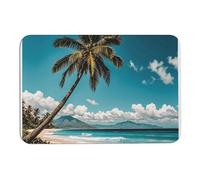 Palm Tree Hawaii Beach Diatomom tappetini da bagno assorbono umidità e sporco, zerbino con retro in gomma antiscivolo, tappetino adatto sotto la porta, per pavimento del bagno, vasca, doccia
