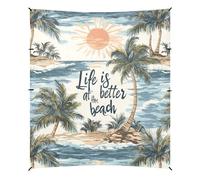 Palm Tree Life is Better Beach Cabana UPF50+ impermeabile grande riparo solare portatile con pala di sabbia per campeggio, picnic, cortile