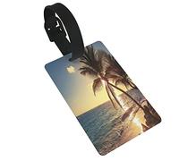 Palm Tree On The Tropical Beach Etichette per bagagli in PVC da 2 PC Copertura per la privacy Etichette per bagagli in silicone Etichette per valigie da viaggio Accessori da viaggio