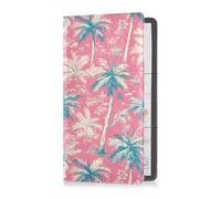 Palm Tree White Peach Premium Leather Registration and Insurance Card Holder Vehicle Glove Box Organizer per ID, patente di guida, chiavi informazioni di contatto