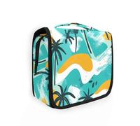 Palm Trees Green Summer medicine bag per viaggiare con gancio appeso Borsa da toilette portatile appeso con scomparti e maniglia