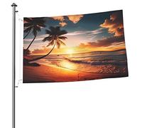 Palm Trees on Sandy Beach Flag 2x3 FT Double-Sided Outside, Large Banner House Flag Yard Decorazione esterna