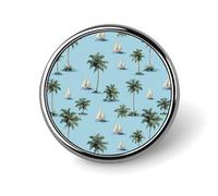 Palm1 Alberi e barche a vela Spilla rotonda Spille da bavero Cravatta Accessori per abito da uomo e donna Matrimonio Compleanno