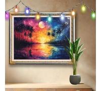Palma 5D Diamond Painting Kit Completo con Crystal Art e Diamantini per Adulti,Cielo stellato Pittura Diamante Fai Da Te Grandi (107x80cm),Strass a Punto Croce per Decorazione Casa e Pareti 58F-4987