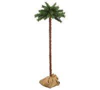 Palma artificiale a LED da 150 cm con luci, supporto e sacchetto di lino | Alimentazione USB 5 V, LED, base stabile, stile rustico, decorazione per tutto l'anno
