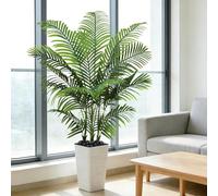 Palma Artificiale Arnusa in Vaso Bianco 150 cm, Pianta Artificiale Areca per Interni, Albero Artificiale Decorativo Verde per il Soggiorno, il Balcone, la Camera da Letto e l'Ufficio