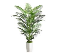 Palma Artificiale Arnusa in Vaso Bianco 180 cm, Pianta Artificiale Areca per Interni, Albero Artificiale Decorativo Verde per il Soggiorno, il Balcone, la Camera da Letto e l'Ufficio