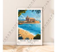 Palma De Mallorca Poster Arte Murale Spagna Viaggi Stampa Illustrazione Décor