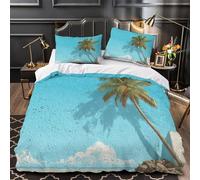 Palma di Cocco Copripiumino microfibra ultra morbida 3 Pezzi stampa di 3D con federa Tropical Spiaggia Set Di Copripiumino con federa per cuscini ultra morbido for adolescenti Super king（260x220cm）