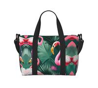 Palma e Fenicotteri Coppia Borsa da Viaggio Crociata a Mano Borsa a Tracolla Borsa Sportiva e Fitness Borsa da Notte Weekend, Nero, Taglia Unica, Nero, One Size, Nero , Taglia unica