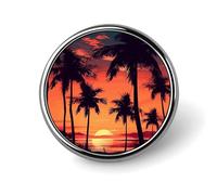 Palma Estate Tramonto Distintivo Rotondo Distintivo Personalizzato Metallo Risvolto Pin Distintivi Fit Abbigliamento Borse Cappello Umoristico Stampato Spilla Distintivo Decorazioni per Feste