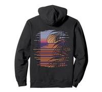 Palma Tramonto Tropicale Synthwave Felpa con Cappuccio
