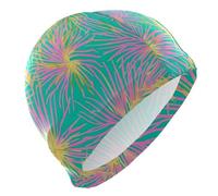 Palma tropicale Foglie rosa e oro nuotare uomini per Unisex Adulti Capelli Corti impermeabile per il nuoto Protezione dei capelli e Drag Riduzione gorra para nadar de mujer