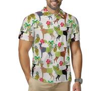Palma tropicale Hula Dancer Dog Greyhound Pattern Polo da golf da uomo Maglietta ad asciugatura rapida Magliette Tennis Top Manica Corta, Stile:, 4XL