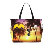 Palme al tramonto Borse da spiaggia per donna Borsa da spiaggia grande impermeabile e antisabbia Borsa da piscina Borse da cabina leggere con cerniera per palestra, viaggi e vacanze
