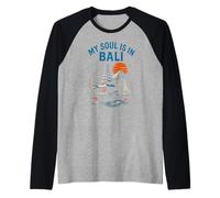 Palme Bali My Soul is in Bali Vintage Womens Beach Life Maglia con Maniche Raglan