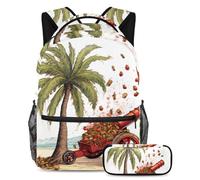 Palme da dattero e cannoni Iftar fanno una dichiarazione con questo set di 2 zaini alla moda per ragazzi ragazze adolescenti, Multicolore#03, B：29.4x20x40cm P：19x7.5x3.8cm, Zaini Daypack
