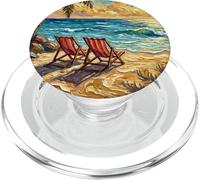 Palme del paradiso tropicale al tramonto Ocean Beach Opere d'arte PopSockets PopGrip per MagSafe