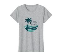 Palme e brezza oceanica Vacanza Tropicale sulla Spiaggia Maglietta, Donna, Grigio Melange, M