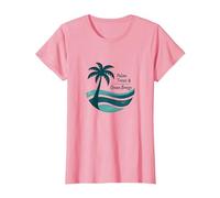 Palme e brezza oceanica Vacanza Tropicale sulla Spiaggia Maglietta, Donna, Rosa, 3XL