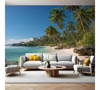 Palme Fotomurale da Parete 250 x 175 cm Spiaggia dell'oceano Carta da parati TNT Murale 3D Moderna Poster Gigante Design Carta per Pareti Soggiorno Camera de Letto Sala Ufficio