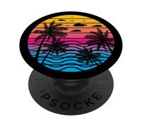 Palme per vacanze in spiaggia estiva retrò in modalità PopSockets PopGrip Adesivo